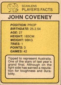 1981 Scanlens #32 John Coveney Back
